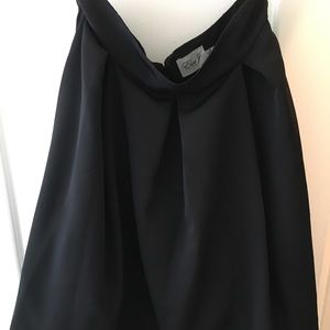 Black pleated tea length skirt